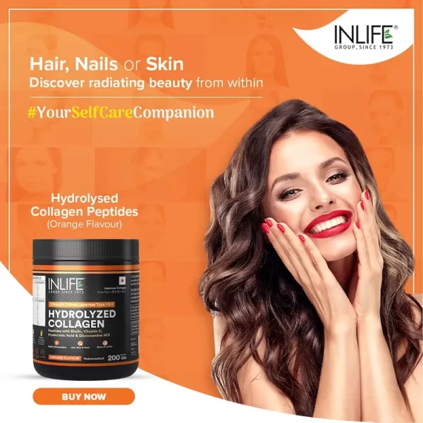 INLIFE Hydrolysed Collagen Peptides Supplement with Glucosamine, Hyaluronic Acid, Vitamin C, Biotin (200g) - Imagen 5