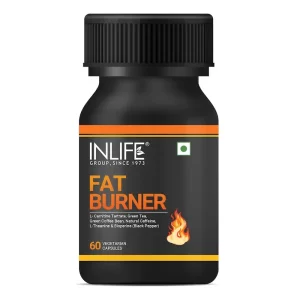 INLIFE Fat Burner Supplement for Men Women with L-Carnitine, Green Tea, Green Coffee Bean, Natural Caffeine, L-Theanine, Piperine Extract - 60 Tablets