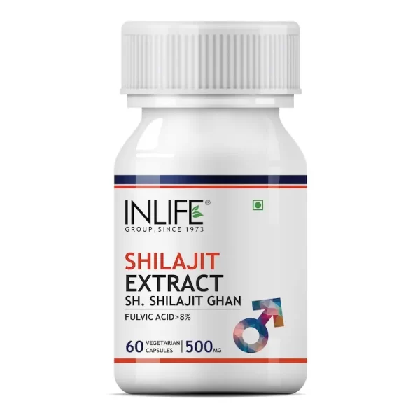 INLIFE Pure Shilajit Extract Supplement for Men | Strength and Stamina, 500mg - 60 capsules