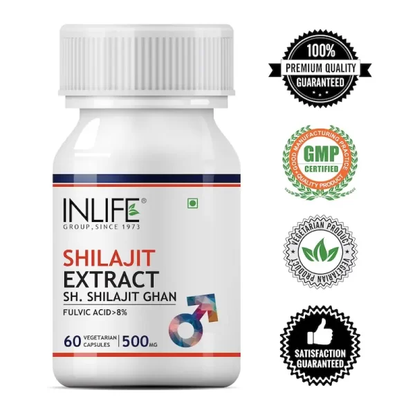 INLIFE Pure Shilajit Extract Supplement for Men | Strength and Stamina, 500mg - 60 capsules - Imagen 5