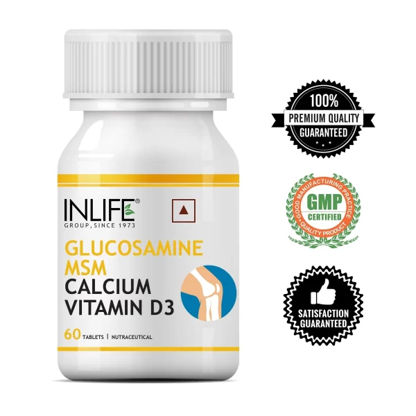 INLIFE Glucosamine Tablets for Joint | With MSM Calcium & Vitamin D3 | Cartilage, Bone Health Supplement - 60 Tablets - Imagen 5