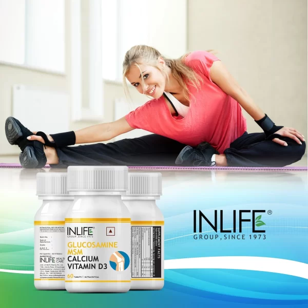 INLIFE Glucosamine Tablets for Joint | With MSM Calcium & Vitamin D3 | Cartilage, Bone Health Supplement - 60 Tablets - Imagen 3