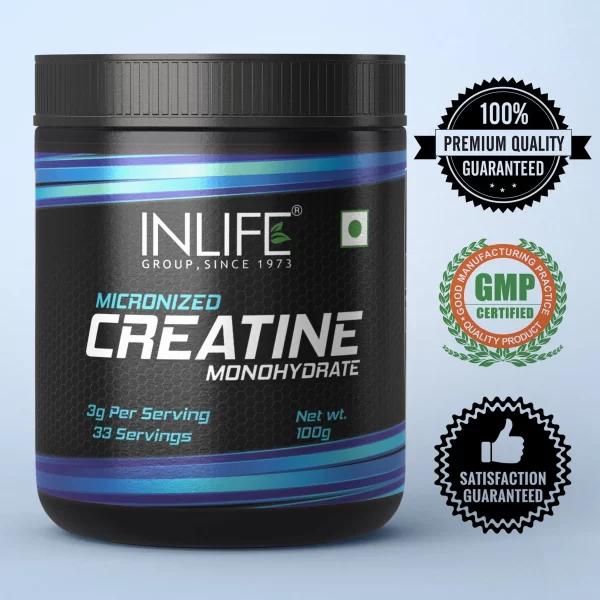 INLIFE Micronized Creatine Monohydrate Powder Supplement - 100 grams (Unflavoured) - Imagen 2