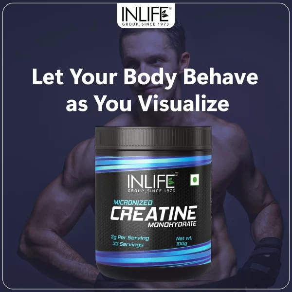 INLIFE Micronized Creatine Monohydrate Powder Supplement - 100 grams (Unflavoured) - Imagen 4