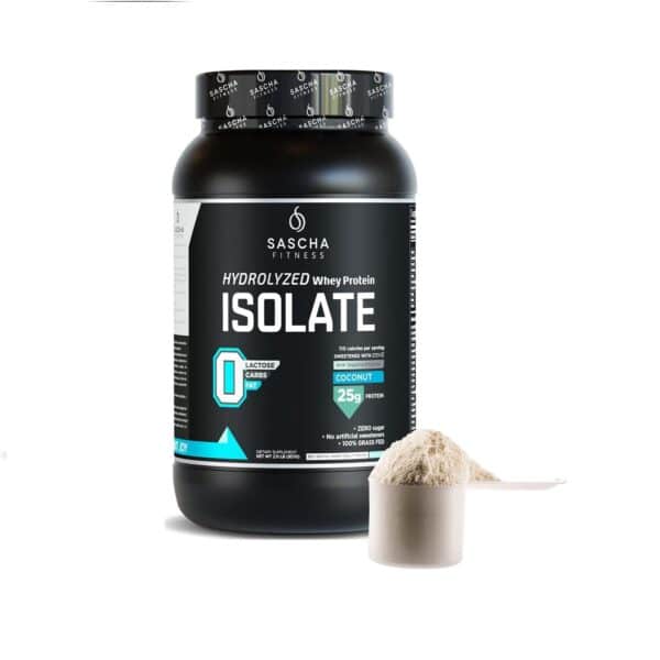 SASCHA FITNESS Hydrolyzed Whey Protein Isolate,100% Grass-Fed (2 Pounds, Coconut)