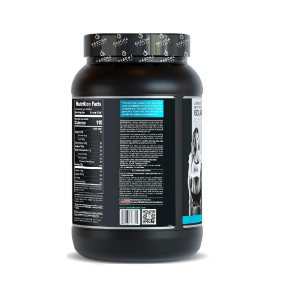 SASCHA FITNESS Hydrolyzed Whey Protein Isolate,100% Grass-Fed (2 Pounds, Coconut) - Imagen 2