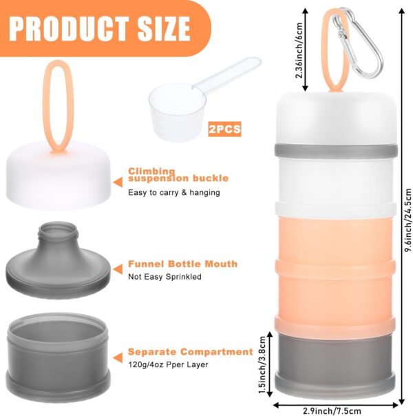 2 Pcs Protein Powder Container with Funnels Stand, 2 Stackable Protein Powder Dispenser with 2 Portable Keychain Supplement Container & Dispenser for Workout, Fitness, Travel (2 Color) - Image 4
