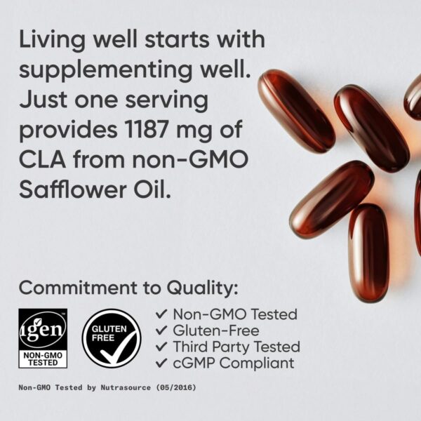 Sports Research CLA - 1250mg with Active Conjugated Linoleic Acid for Men and Women | Non-GMO, Soy & Gluten Free - 95% (90 Softgels) - Image 2
