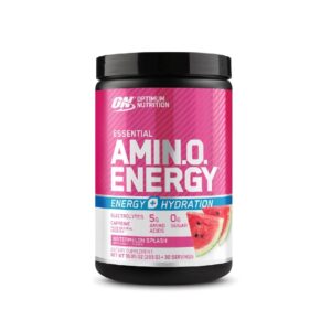 Optimum Nutrition Amino Energy Powder Plus Hydration, with BCAA, Electrolytes, and Caffeine, Watermelon Splash, 30 Servings (Packaging May Vary)