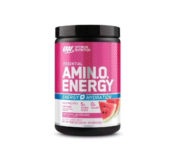 Optimum Nutrition Amino Energy Powder Plus Hydration, with BCAA, Electrolytes, and Caffeine, Watermelon Splash, 30 Servings (Packaging May Vary)