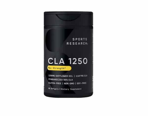 Sports Research CLA - 1250mg with Active Conjugated Linoleic Acid for Men and Women | Non-GMO, Soy & Gluten Free - 95% (90 Softgels)