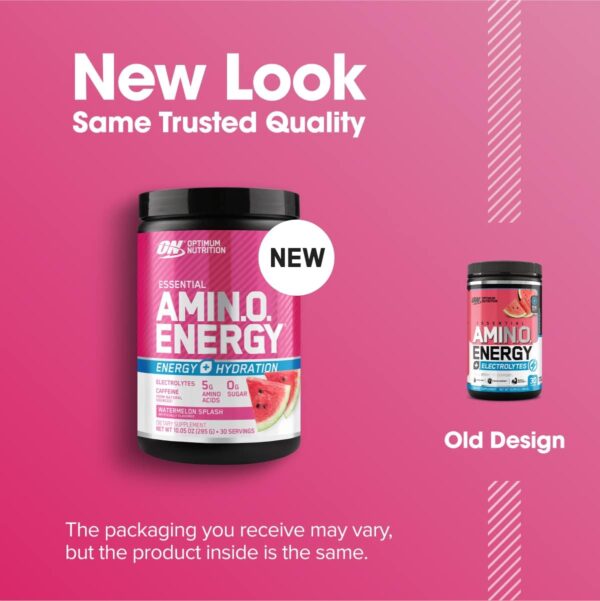 Optimum Nutrition Amino Energy Powder Plus Hydration, with BCAA, Electrolytes, and Caffeine, Watermelon Splash, 30 Servings (Packaging May Vary) - Image 2