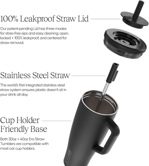BrüMate Era 40 oz Tumbler with Handle and Straw | 100% Leakproof Insulated Tumbler with Lid and Straw | Made of Stainless Steel | Cup Holder Friendly Base | 40oz (Blue Agave) - Imagen 7