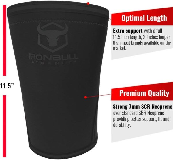Iron Bull Strength 7mm Knee Sleeves (Pair) for Weightlifting & Powerlifting (USPA, IPL, IWF & USAW Approved) | High-Performance Knee Compression Support For Squats, Weight Lifting - Men and Women - Image 3