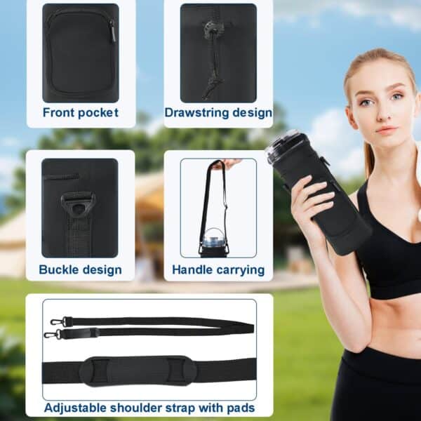 Storage Sleeve Bag for Ninja Blast Portable Blender with Shoulder Strap and Accessory Pocket Compatible with Ninja BC151NV/BC51NV/BC151BK/BC151CR/BC151EM/BC151PR/BC151WH Blast Portable Blender(Black) - Image 5