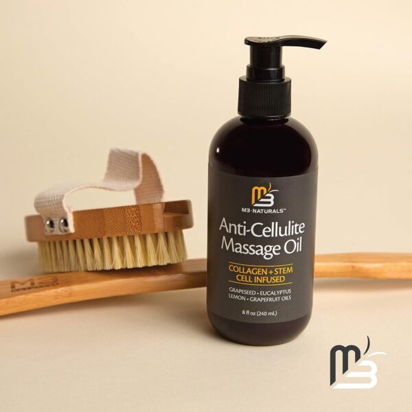 Anti Cellulite Massage Oil – Firming Body Oil with Collagen & Stem Cell | Skin Tightening, Anti-Aging & Cellulite Remover for Legs | with Natural Oils & Refreshing Aroma – 8 Fl Oz by M3 Naturals - Image 4