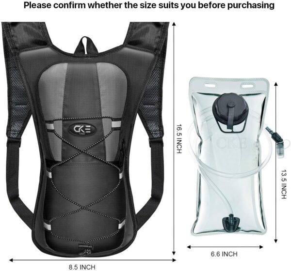 Hydration Backpack Hydration Pack Water Backpack with 2L(70-Ounce) Hydration Bladder for Men Women Kids for Running Hiking Biking Climbing - Image 2