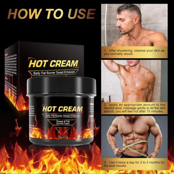 Hot Cream 2Pack, Fat Burning Cream for Belly Natural Weight Loss Cream Weight Loss Workout Enhancer for Women and Men Cellulite Treatment for Thighs Legs Abdomen Arms and Buttocks - Image 3