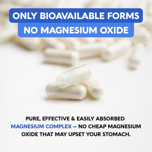 Magnesium Complex - Glycinate | Citrate | Malate | Taurate | Chloride | Aspartate | Orotate - Made in USA - 7 in 1 Supplement for Sleep, Muscle & Heart Support - Vegan & Natural - 3 Month Supply - Image 2