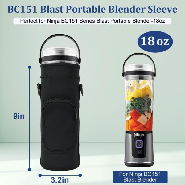 Storage Sleeve Bag for Ninja Blast Portable Blender with Shoulder Strap and Accessory Pocket Compatible with Ninja BC151NV/BC51NV/BC151BK/BC151CR/BC151EM/BC151PR/BC151WH Blast Portable Blender(Black) - Image 3