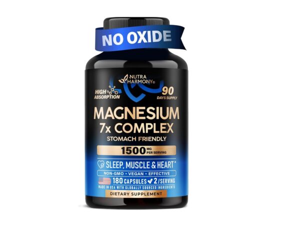 Magnesium Complex - Glycinate | Citrate | Malate | Taurate | Chloride | Aspartate | Orotate - Made in USA - 7 in 1 Supplement for Sleep, Muscle & Heart Support - Vegan & Natural - 3 Month Supply