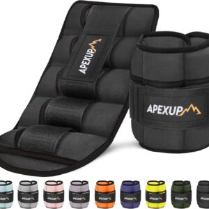 APEXUP 10lbs/Pair Adjustable Ankle Weights for Women and Men, Modularized Leg Weight Straps for Yoga, Walking, Running, Aerobics, Gym