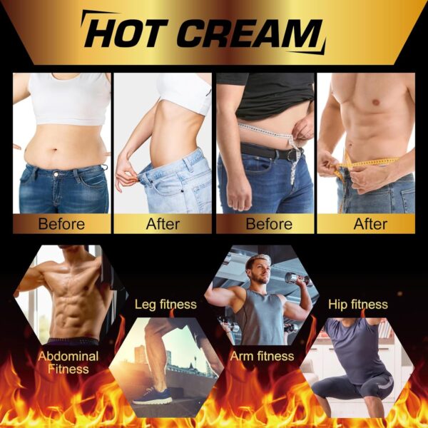 Hot Cream 2Pack, Fat Burning Cream for Belly Natural Weight Loss Cream Weight Loss Workout Enhancer for Women and Men Cellulite Treatment for Thighs Legs Abdomen Arms and Buttocks - Image 4