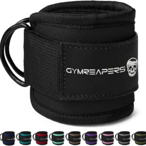 Gymreapers Ankle Straps (Pair) For Cable Machine Kickbacks, Glute Workouts, Lower Body Exercises - Adjustable Leg Straps with Neoprene Padding