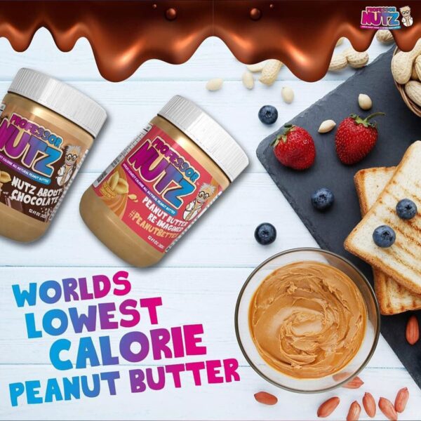 Professor Nutz Organic Peanut Butter- Low Calorie, Nut Butter, Natural Peanut Butter, Natural Fiber, Healthy Peanuts, Great source of Protein, 30 Essential Vitamins & Minerals - 12.41 Oz, Original - Image 2