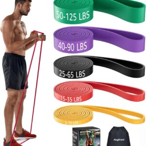 Resistance Bands for Working Out: 5-Levels Exercise Bands Set - Pull Up Assistance Elastic Silicone - Physical Therapy/Stretching/Training - Home Gym for Women&Men