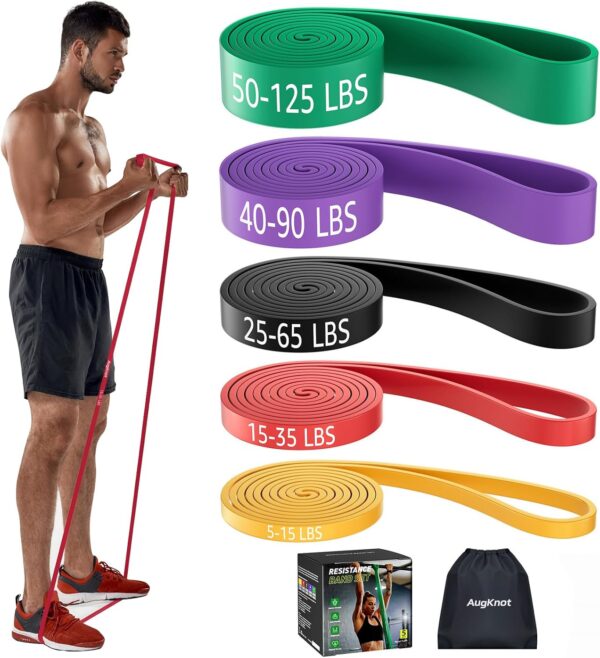 Resistance Bands for Working Out: 5-Levels Exercise Bands Set - Pull Up Assistance Elastic Silicone - Physical Therapy/Stretching/Training - Home Gym for Women&Men