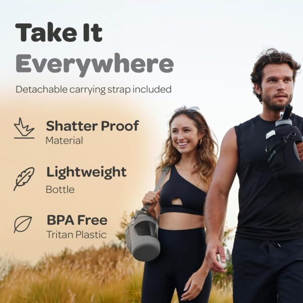 Hydracy Water Bottle with Time Marker -Large BPA Free Water Bottle & No Sweat Sleeve -Leak Proof Gym Bottle with Fruit Infuser Strainer & Times to Drink -Ideal for Fitness Sports & Outdoors - Image 2