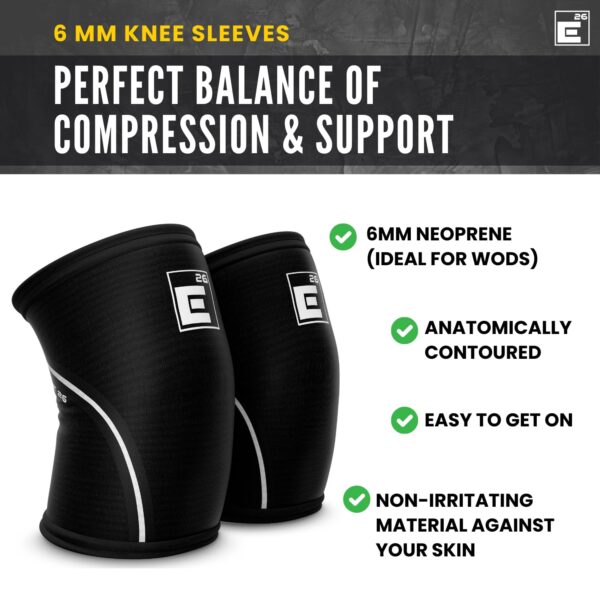 Knee Sleeves for Weightlifting (Sold as a Pair) - 6mm Neoprene for Optimal Compression, Mobility, and Warmth - Perfect for Functional Fitness, Squats, Deadlifts, Olympic Lifting (Large) - Image 2