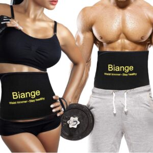 Biange Waist Trainer for Women Men Sweat Belt Waist Trimmer Belly Band Stomach Wraps