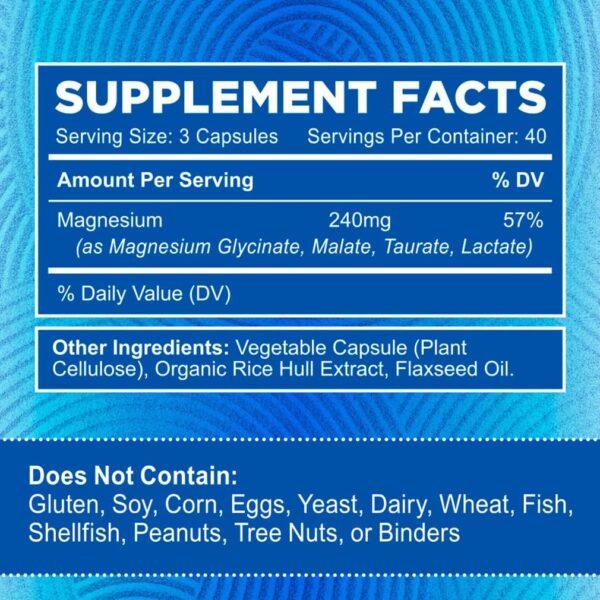 Zentastic 4-in-1 Magnesium Complex - Chelated Magnesium Glycinate, Malate, Taurate & Lactate - High Absorption for Nerves, Immune, Bones, Muscles - Magnesium Supplement - 120 Magnesium Capsules - Image 2