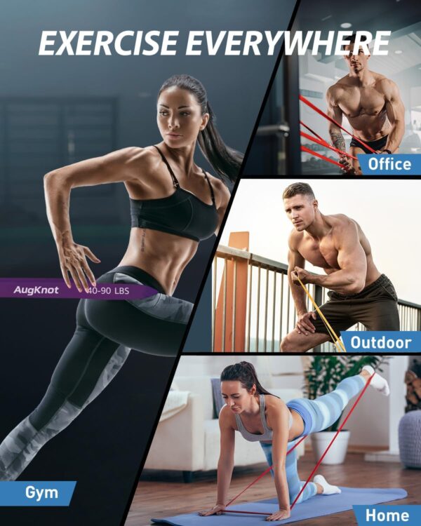 Resistance Bands for Working Out: 5-Levels Exercise Bands Set - Pull Up Assistance Elastic Silicone - Physical Therapy/Stretching/Training - Home Gym for Women&Men - Image 4