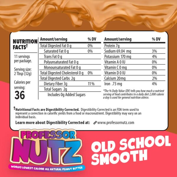 Professor Nutz Organic Peanut Butter- Low Calorie, Nut Butter, Natural Peanut Butter, Natural Fiber, Healthy Peanuts, Great source of Protein, 30 Essential Vitamins & Minerals - 12.41 Oz, Original - Image 3