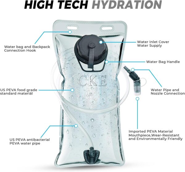 Hydration Backpack Hydration Pack Water Backpack with 2L(70-Ounce) Hydration Bladder for Men Women Kids for Running Hiking Biking Climbing - Image 4
