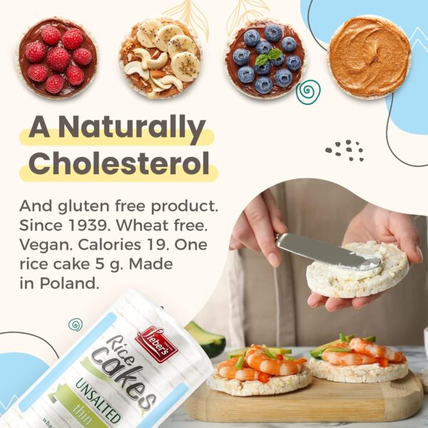 LIEBERS Rice Cakes, Kosher Certified Snack, Dairy Free, Wheat Free, Gluten Free, And Vegan options (pack of 3) (Unsalted) - Image 2