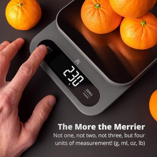 Greater Goods High Capacity Kitchen Scale, 10kg/22lb Capacity Food Scale for Bulk Cooking & Baking, Touch Controls, Hi-Def LCD, Stainless Steel Platform, Precise to 1g - Image 2