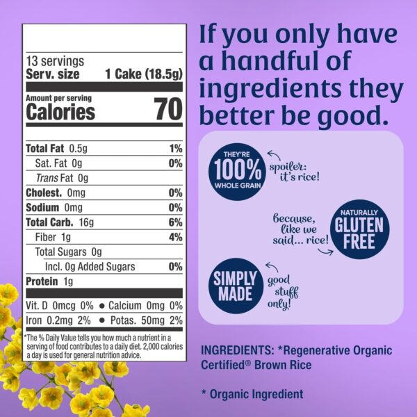 Lundberg Gluten-Free Brown Rice Organic Rice Cakes -- 8.5 oz - Imagen 3
