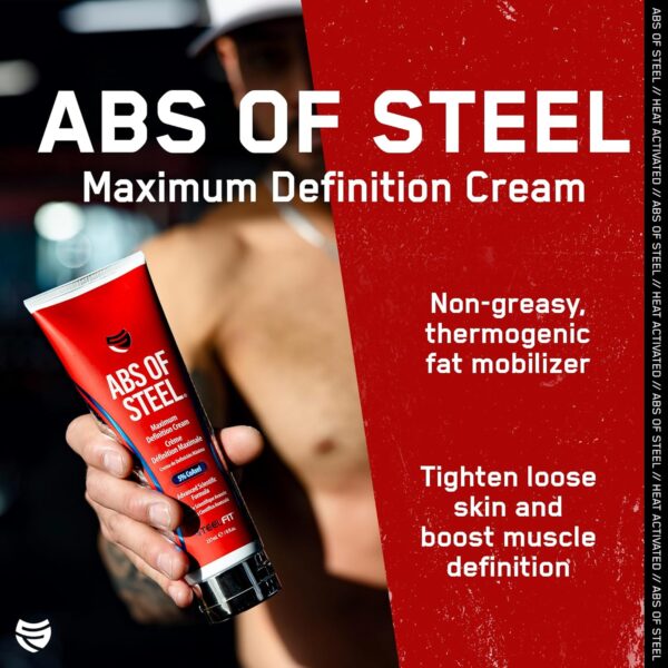 SteelFit Abs of Steel Maximum Definition Cream - Skin Tightening, Toning & Firming Lotion for Sculpting Abs - L-Carnitine Pre & Post Workout Supplement for Men & Women - Non-Greasy Formula, 8 Ounces - Image 5