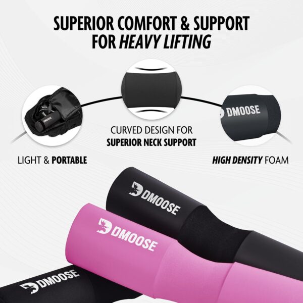 DMoose Fitness Barbell Pad for Hip Thrust, Squat & Lunges - Non-Slip Thick Foam Cushion for Neck and Back Support with Two Straps - Hip Thrust Pad for Leg Day - Fits All Olympic Bars and Smith Machine - Image 4