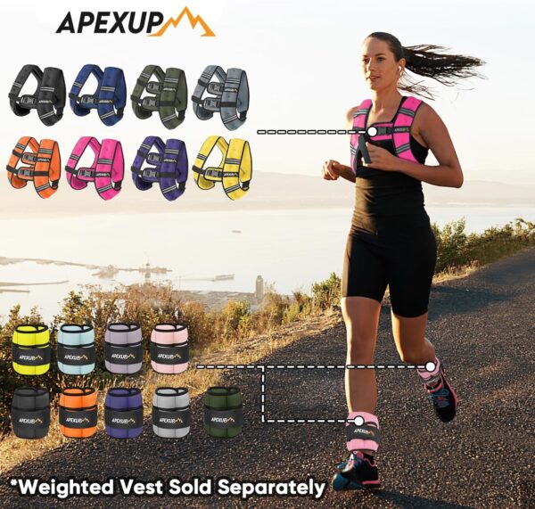 APEXUP 10lbs/Pair Adjustable Ankle Weights for Women and Men, Modularized Leg Weight Straps for Yoga, Walking, Running, Aerobics, Gym - Image 4
