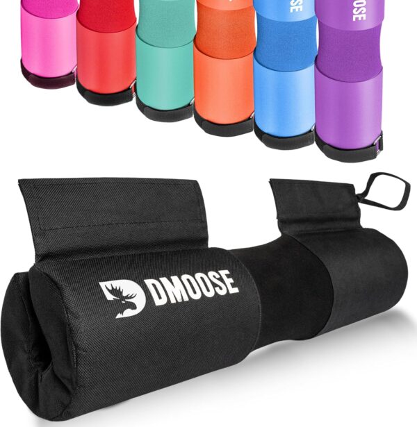 DMoose Fitness Barbell Pad for Hip Thrust, Squat & Lunges - Non-Slip Thick Foam Cushion for Neck and Back Support with Two Straps - Hip Thrust Pad for Leg Day - Fits All Olympic Bars and Smith Machine
