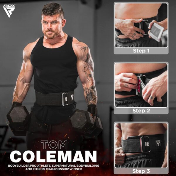 RDX Weight Lifting Belt - AUTO LOCK 4” Premium Adjustable Gym Belt for Olympic Cross Training - Support for Men Women Functional Fitness Workout - WOD Powerlifting Bodybuilding Weightlifting Deadlift - Imagen 3
