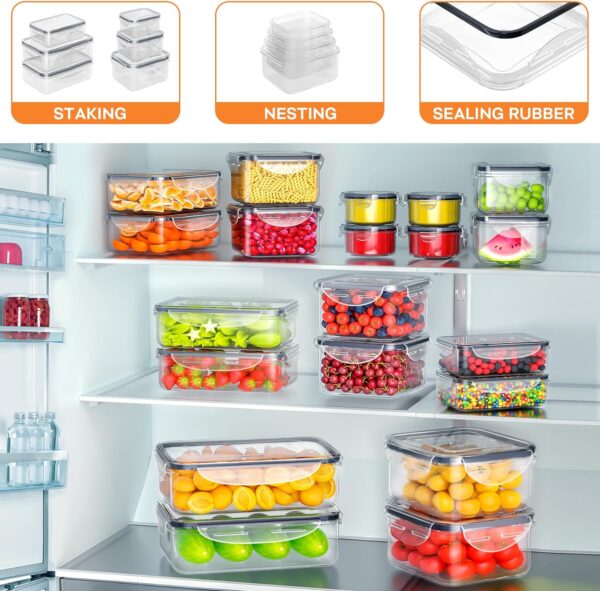 40 PCS Food Storage Containers with Lids Airtight (20 Containers & 20 Lids), Plastic Storage Meal Prep Container-Stackable 100% Leakproof & Microwave Organization and Storage Sets, Lunch Containers - Imagen 4