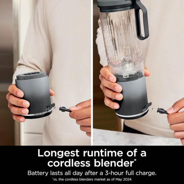 Ninja Blast Max, Portable & Personal Blender + Twist & Go, Smoothie, Blend, Ice Crush, 3 Programs, Cordless, 22 oz removable Vessel, Dishwasher Safe, Leakproof, Grey, BC251GY - Imagen 3