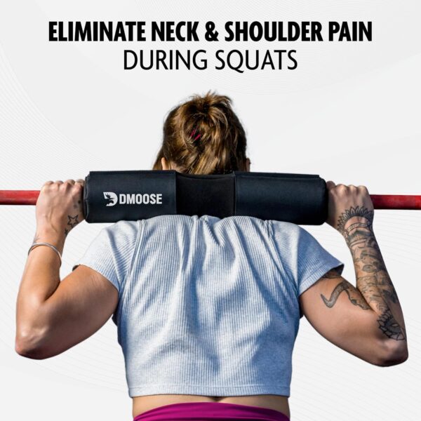 DMoose Fitness Barbell Pad for Hip Thrust, Squat & Lunges - Non-Slip Thick Foam Cushion for Neck and Back Support with Two Straps - Hip Thrust Pad for Leg Day - Fits All Olympic Bars and Smith Machine - Image 2