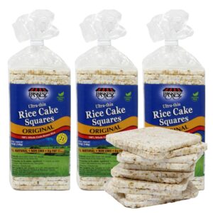 Ultra Thin Rice Cakes - Whole Grain Brown Rice Cakes Salted - Fat Free, Non GMO, Gluten Free Rice Cakes - Low Calorie Snacks - All Natural - 3 Pk